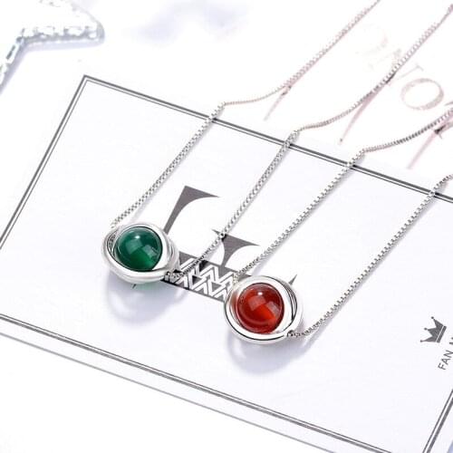 Simple Green Red Stone Choker Necklace Jewelry Box Chain Pendants Necklaces Statement Wedding Gift