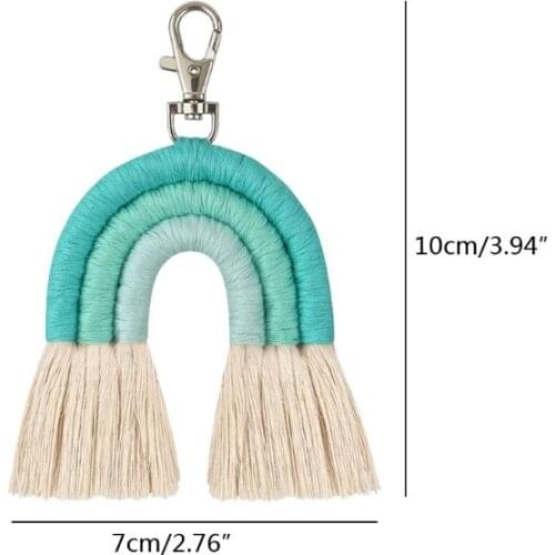 Rainbow Tassel Keychains for Women Boho key Holder Keyring Macrame Bag Charm Car Hanging Jewelry Gift for friends M17D