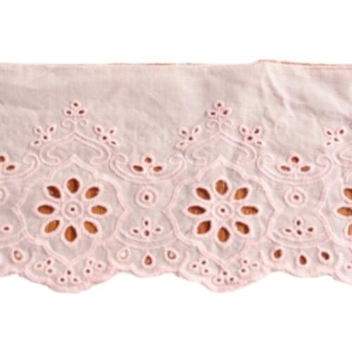 Width 5'' Solid Color Simple Fashion Embroidery Lace Pure Cotton Fabric For Dress Curtain Accessories Material