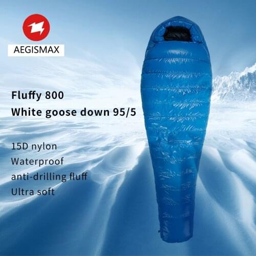 AEGISMAX Winter Sleeping Bag Camping Equipment Travel D1 90% Duck Down Cold Ultralight Baffle Design Splicing Mummy Tourist