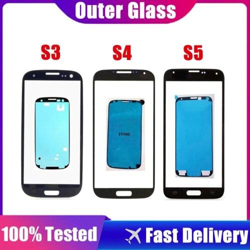 Outer Glass For Samsung Galaxy S3 i9300 i9305 i9300i i9301 i9301i S4 i9500 i9505 i337 S5 Front Panel Lens LCD Display + Adhesive