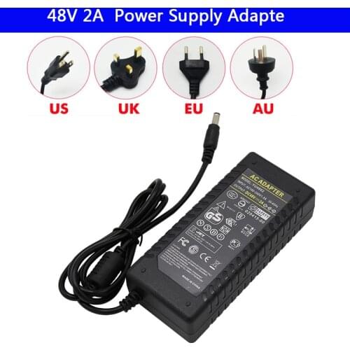 LED Driver AC 100-240V to DC 48V 2A strip light Power Supply Charger Adapter Transformer 220V 48V 96W Converter with power cord