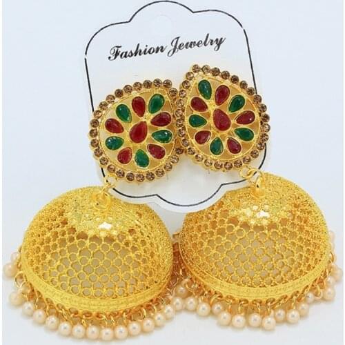 Bollywood Traditional Wedding Enamel Jhumki Jhumka Earrings Beaded Tassel Indian Ethnic Drop Earrings Fashion Jewelry