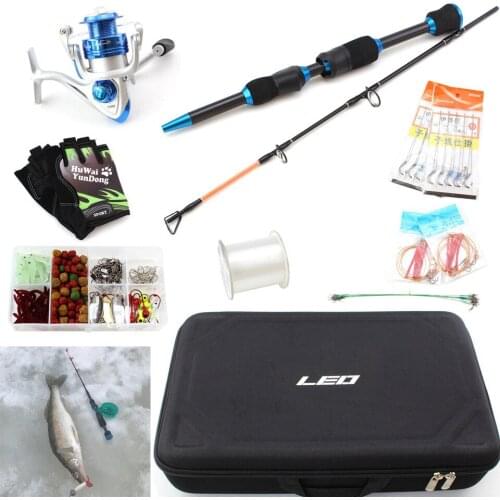 65cm solid ice fishing rod Assemble complete set of fishing rod gears spinning reel line bait hooks and boxes Winter fishing