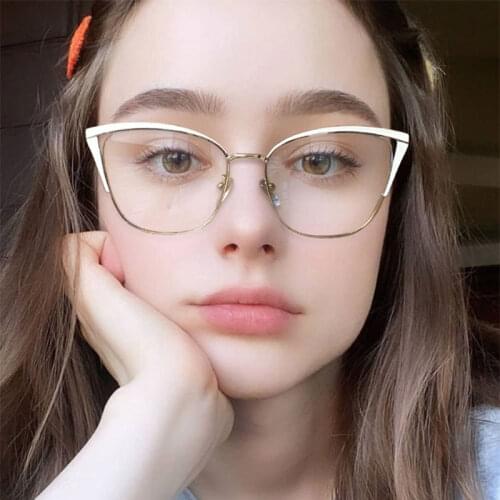 Vintage Cat Eye Anti-blue Light Metal Glasses Frames Men Women Optical Fashion Computer Glasses 50096