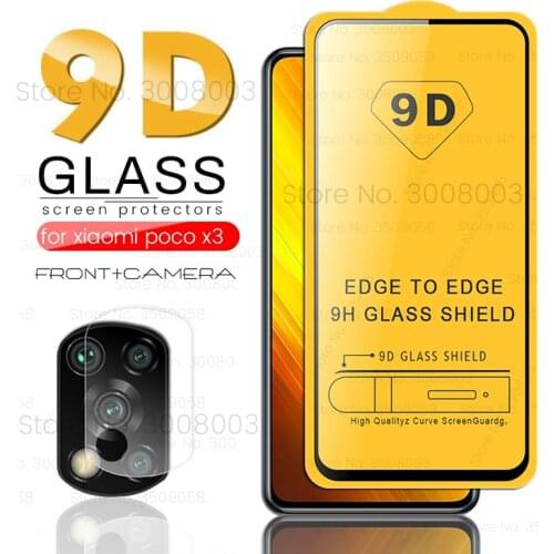 9d full glue front movie for poco x3 x 3 nfc xiaomi global version glass protective pocox3 poco-x3 6.67'' phone camera lens film