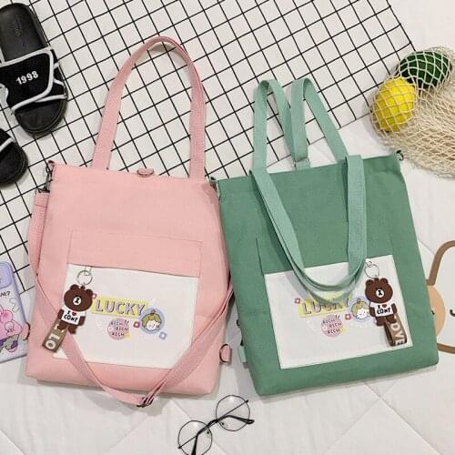 Women Handbag Shoulder Bags Large Capacity Simple Folding Canvas Handbags Tote Shopping Bag Backpack Book Bags for Girls Bolsos