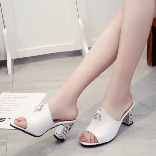 High heel sandals and slippers women 2021 summer new rhinestone fish mouth sandals outdoor all-match flip-flops