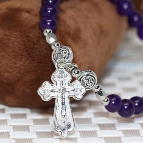 Unique design romantic natural purple jades chalcedony stone 6mm round beads elastic strand bracelet women jewelry 7.5inch B1969