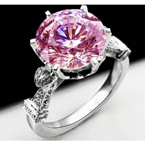 Queen Crown ring 925 Sterling Silver Pink AAAAA Zircon cz Wedding Band Rings for women Men Statement Party Jewelry