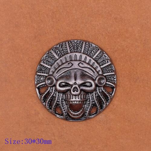 10X 30mm Motorcycle Biker Indian Chief Head Dress Leather Craft Conchos Rivet Back