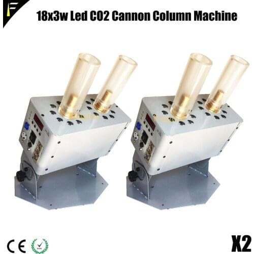 2Units DMX512 FX Ice Jet CO2 Cylinder Shooter Device 18*3w RGB LED Color Mixing CO2 Jet Dry Ice Cryo White Fog Jets Equipment