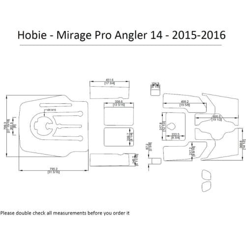 2015-2016 Hobie Mirage Pro Angler 14 Kayak Boat EVA Decking Mat Pads Kit 1/4"