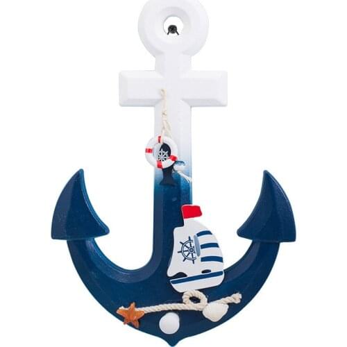 32cm/28cm Home Decoration Wall Hanging Nautical Decor Anchor Boat Ship Steering Blue Mediterranean Decorationn Craft Figurine