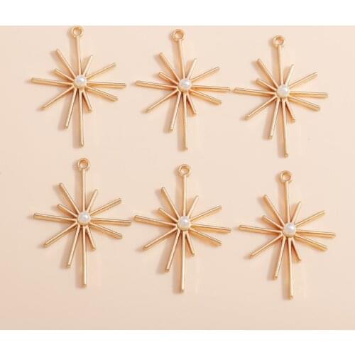 6pcs 31*43mm Alloy Irregular Fireworks Shape Charms for Earrings Bracelets DIY Pearl Pendants Charms Jewelry Accessory Making