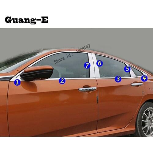 Car Sticker Glass Window Garnish Pillar Middle Strip Trim Frame Lamp Hood Parts For Honda Civic 10th Sedan 2016 2017 2018