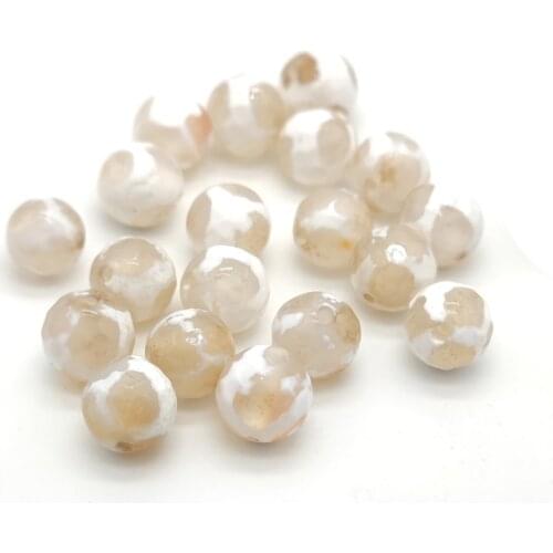 8mm Natural White Faceted Tibetan Agates Stone Beads Round Loose Spacer Beads Making Bracelet Necklace Jewelry Accessories
