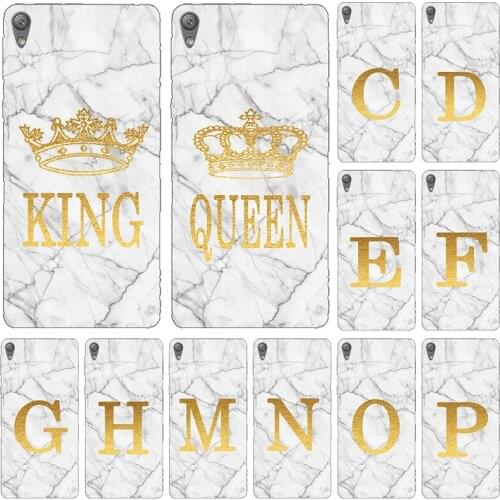 Phone Case For Sony Xperia E5 F3311 F3313 White Marble Golden English Letter Fashion Name Back Cover Fundas Shell
