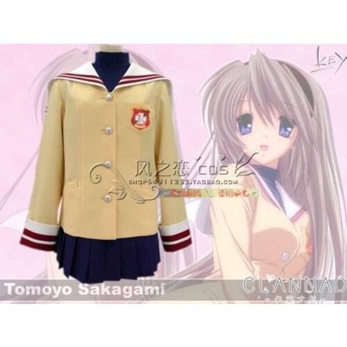 Clannad Hikarizaka Private High School Uniform Nagisa Furukawa Kyou Ryou Fujibayashi Dress Cosplay Costume F016