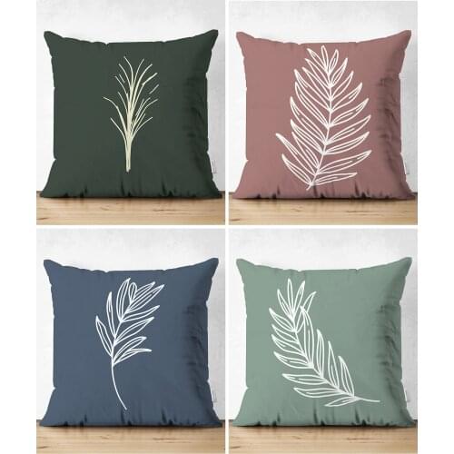 4'Lü Double-Sided Color Zeminli Onedraw Illustrative Leaf Pattern Modern Suede Pillow Decorate Case Set High Quality Stylish Home Garden Room Kitchen Gift Useful Decorative Colorful