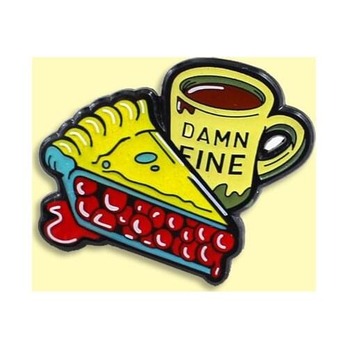 DAMN FINE Red Bean Pie Afternoon Tea Enamel Pin Food Coffee Brooch Backpack Clothes Lapel Pin Fashion Jewelry Gift for Friends