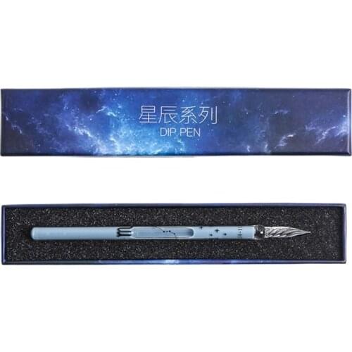 H8WA Glass Dip Pen Caligraphy Pen Rainbow Crystal Writing Pen for Beginner Kids Writing Signatures Drawing 12 Constellations