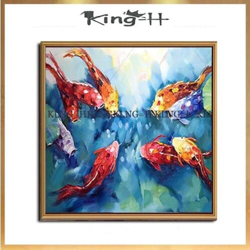Fishes Handpainted Modern No Frame knife painted Red knife Fish Oil Paintings Wall Pictures For Living Room Home Decor