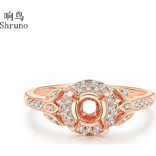 5mm Round Solid 14k Rose Gold Lab Grown Moissanite Diamond Semi Mount Women Wedding Trendy Fine Jewelry Moissanite Ring Setting