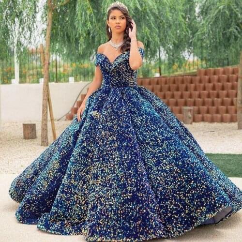 Colorful Sequin Mexican Quinceanera Dress Off Shoulder Sweet 16 Ball Gown Prom Dresses 2021 vestidos de 15 años