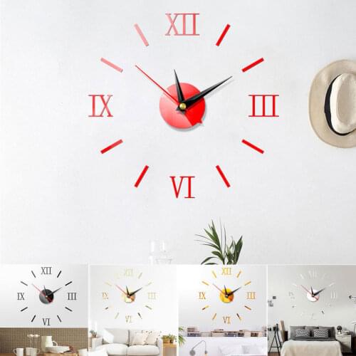 Wall Clocks 3D Mirror Acrylic Sticker Modern DIY Large Number Home Office Decor Art Europe Decal Quartz Wall Clock