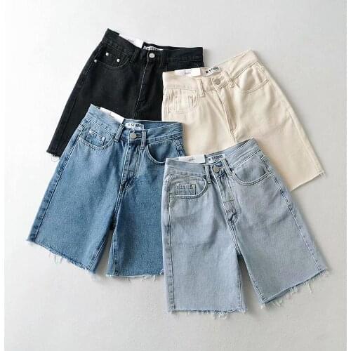 2021 summer new high waist rough five-point jeans women slim straight jeans short straight pants DLZK555