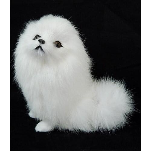 About 12x5x13cm white poodle toy dog , hard model home decoration gift h1201