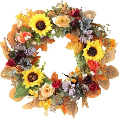 Fall Sunflower Wreath for Front Door Wall Window Wedding Party Farmhouse Home Christmas Thanksgiving Decoration