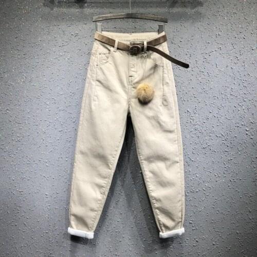 Autumn Winter Fleece Thick Jeans Women Warm Slim Fit Casual Cotton Denim Pants Ladies Streetwear Fashion Harem Pants Female