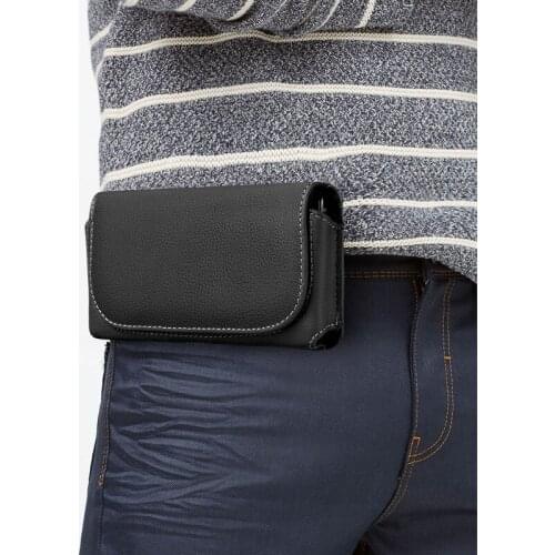 Casual Phone Pouch Hanging Waist Packs Black Classic Belt Clip Pouch Case PU Package Mobile Phone Waist Bag Belt Small Purse