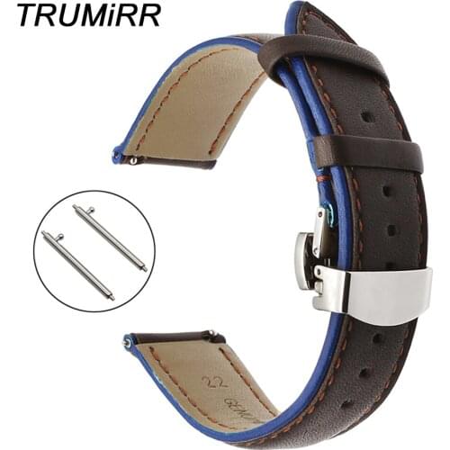 France Genuine Leather Watch Band Double Color for Samsung Gear 2 Neo Live Moto 360 2 46mm Pebble Time Quick Release Wrist Strap