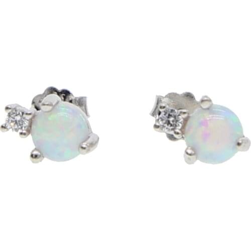 100% 925 sterling silver two stone clear cz white fire opal delicate jewelry high quality drop shipping silver opal earring