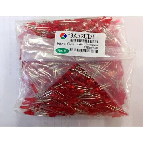LED light emitting diode 3mm red hair red highlight 11mm lengthened colloid high red 3mm high red 3AR2UD11