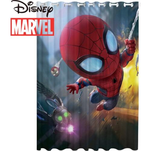Disney Marvel Iron Man Spider-Man Free Perforated Blackout Curtains Dormitory Bedroom Bay Window Shade Curtains