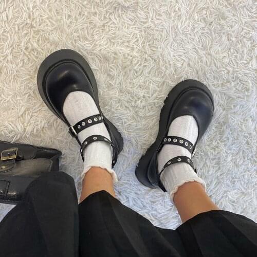 Lolita Shoes Women Japanese Style Vintage Soft Sister Girls Round Head Waterproof Platform College Student Cosplay Leather Shoes