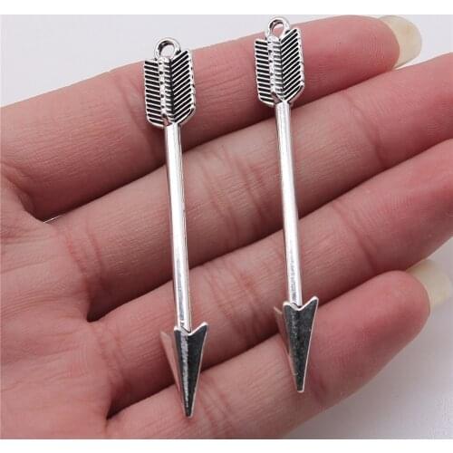WYSIWYG 4pcs Arrow Charms Pendant Diy Jewelry Findings Antique Silver Color 9x64mm
