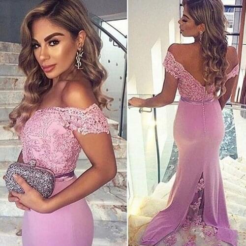 New Arrival Pink V Neck Cap Sleeve Vintage Lace Appliques Beaded Mermaid Bridesmaid Dresses Party Gowns Vestido De Festa