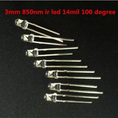 10PCS/LOT 3mm 850nm IR LED 14mil 100 degrees Infrared Diode Lamp For Security camera Baby monitoring
