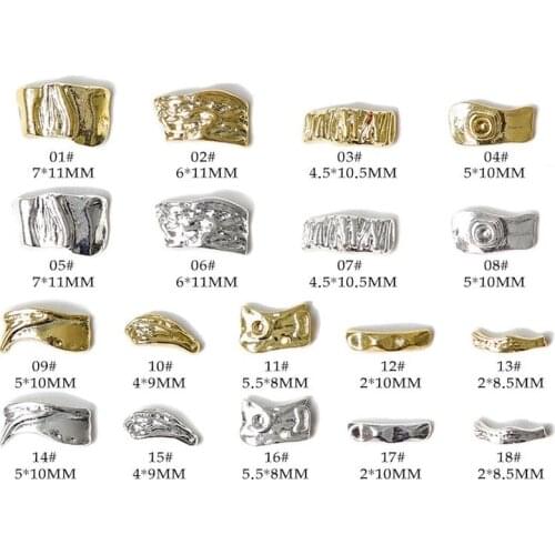 10pcs/lot, 3d Nail Art Gold/Silver Alloy Fashion Designs Metals For Nail Tips Beauty