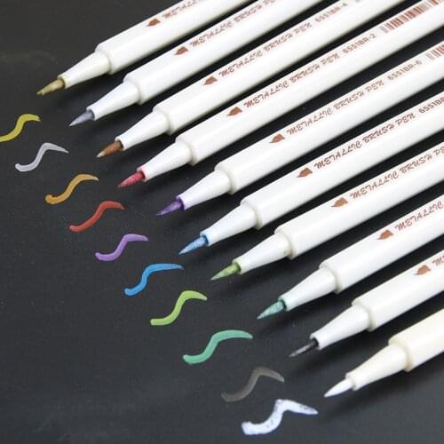 10 Pcs/lot STA Metallic Colored Ink Water Chalk Pen for Scrapbook Photo Album Drawing Watercolor Art Marker Gel Pens Stationery