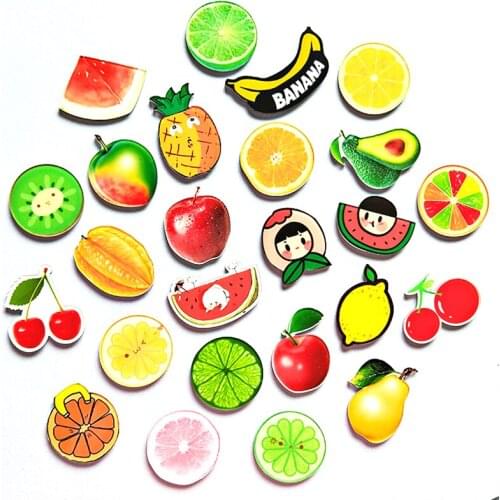 12 PCS Fridge Magnets for Kids Teaching Puzzle Lemon Apple Watermelon Pineapple Cherry Cute Home Decorations Kitchen Decor