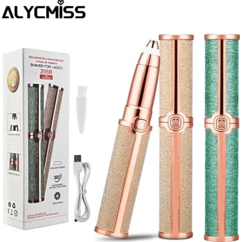 NEW 2 in 1 Eyebrow Trimmer Facial Hair Remover for Face Lips USB Rechargeable Electric Hair Removal Epilator Shaver for Ladies