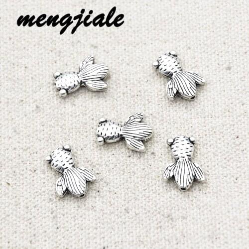 20pcs Wholesale Antique Silver Small Goldfish Beads Spacer Alloy Metal Charms For DIY Handmade Jewelry Accessories Making Craft