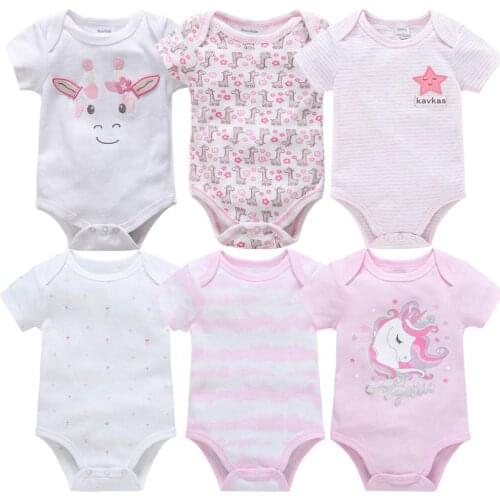 2021 6PCS Baby Girls Clothes Unicorn Girls Clothing Unisex Bodysuits Baby Girls Clothes 0-12M Newborn 100%Cotton Roupas de bebe