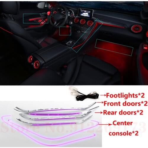 3/12/64 Colors Car Door Trim Ambient Light Center Console Atmosphere Light Footlight Neon Light For C GLC W205 X253 2014-2021